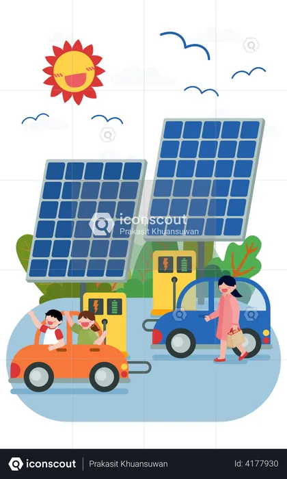 Uso de energía solar  Ilustración