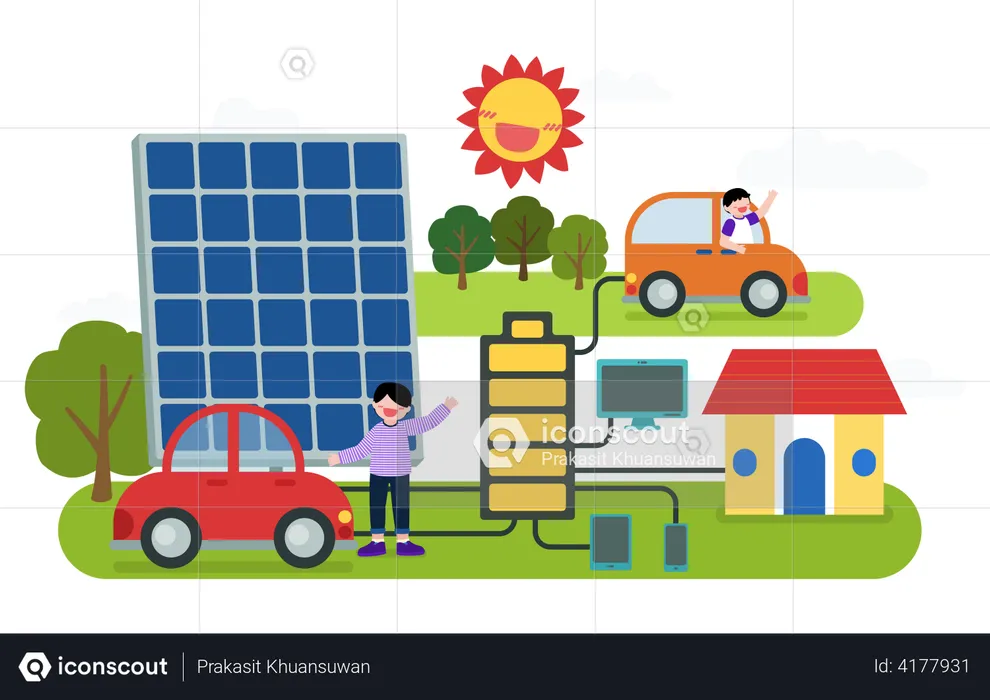 Uso de energia solar  Ilustração