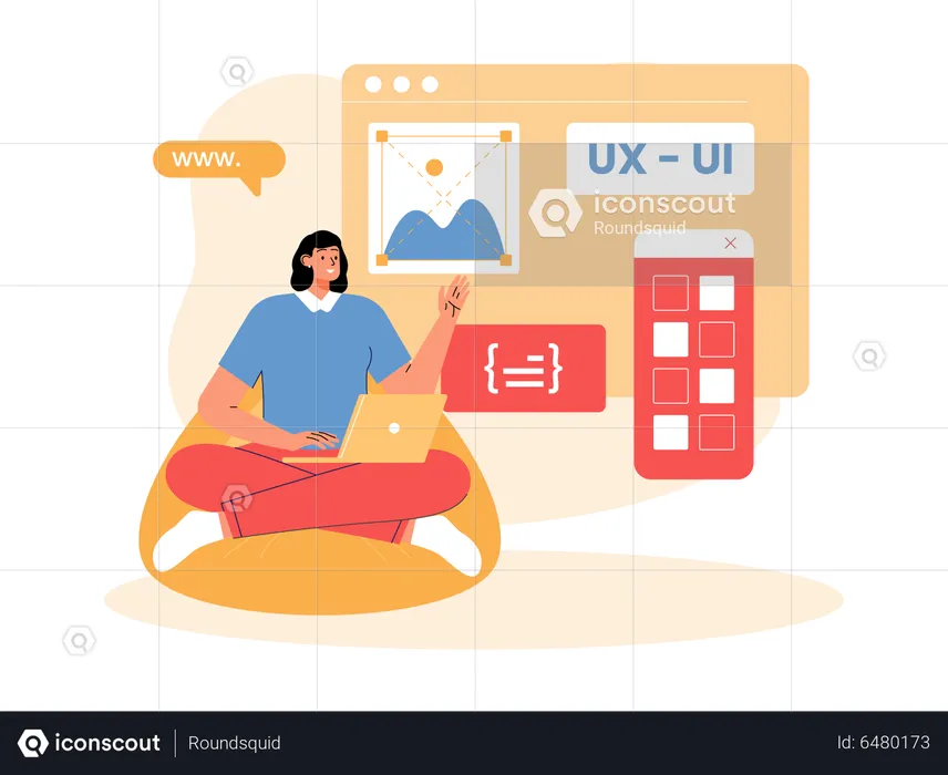 Ux designer designing responsive website  Illustration