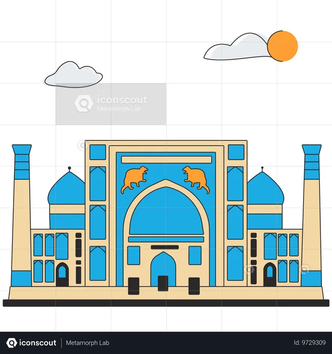 Uzbekistan - Registan Square  Illustration