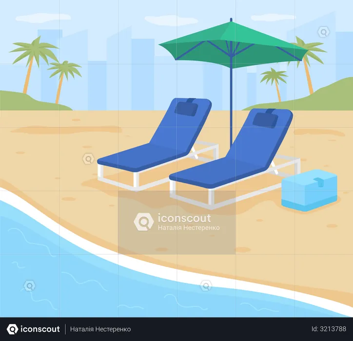 Vacaciones en un resort de playa  Ilustración