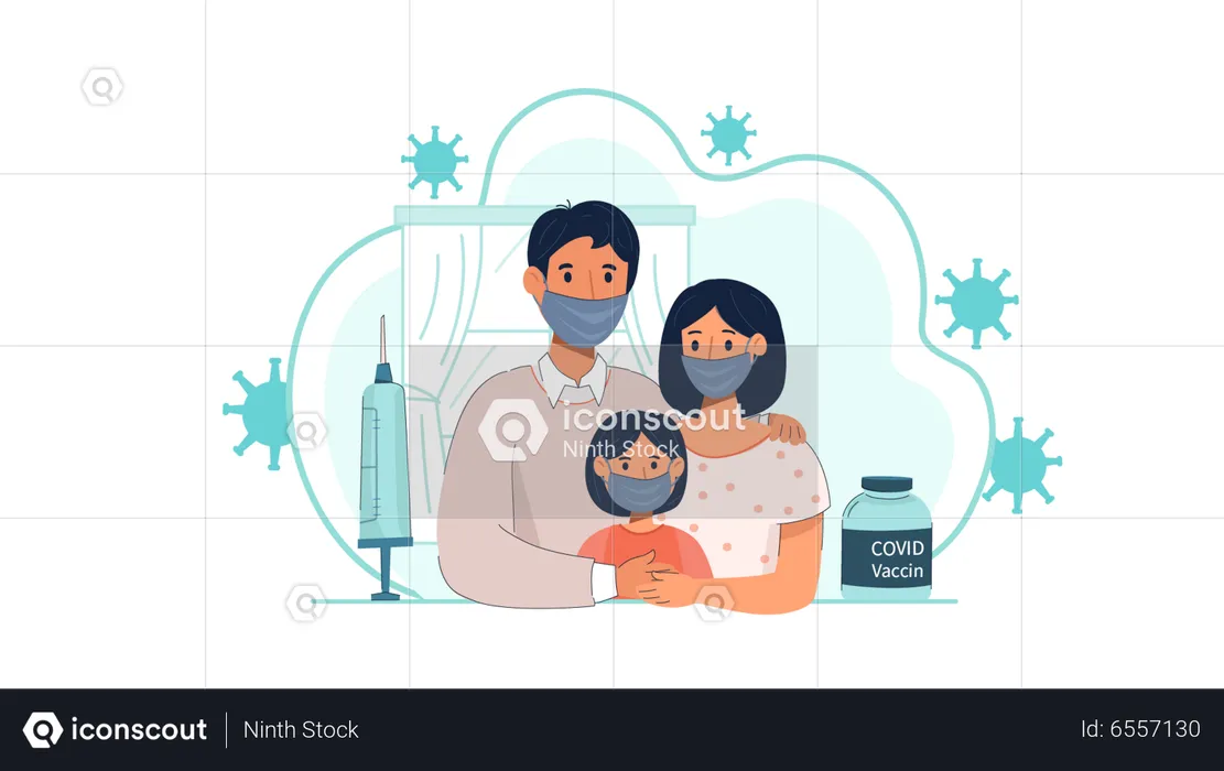 Vaccinated family  Illustration