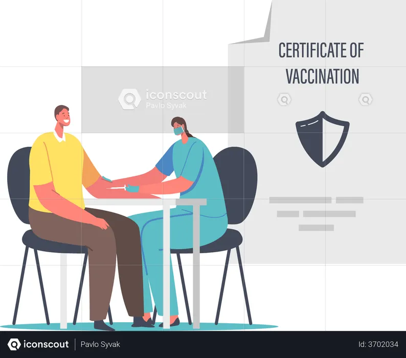 Vaccination for Covid Immune Medical Certificate  Illustration