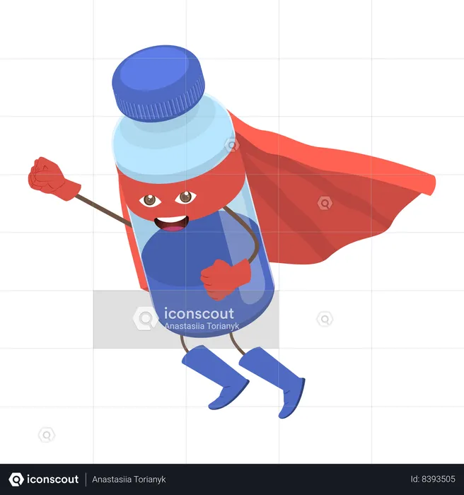 Vaccine Bottle Hero  Illustration