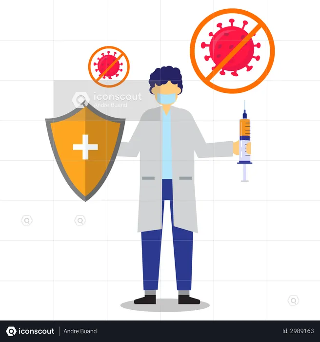 Vaccines protection against corona  Illustration
