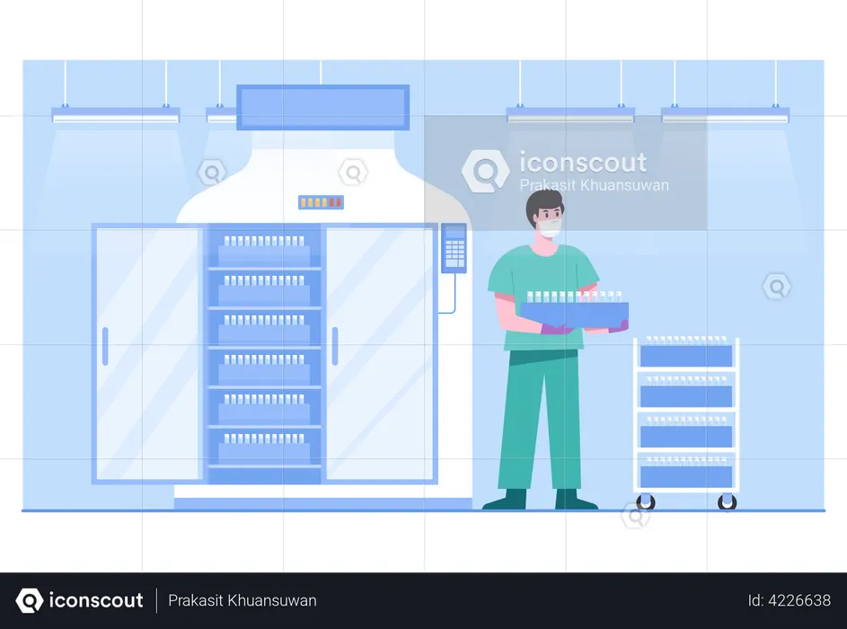 Armazenamento refrigerado para vacinação  Ilustração