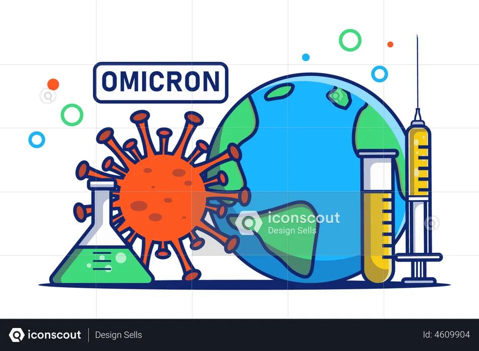 Vacuna mundial contra el virus omicrón  Ilustración