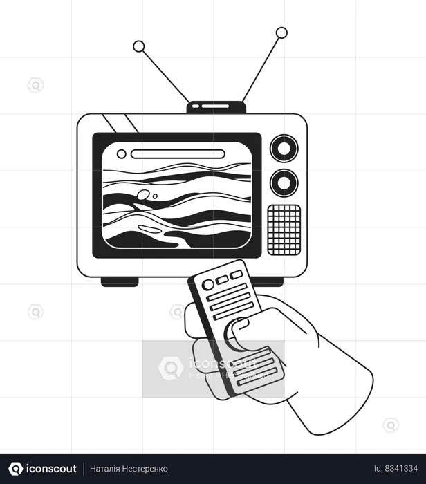 Vagues de l'océan sur écran de télévision rétro  Illustration