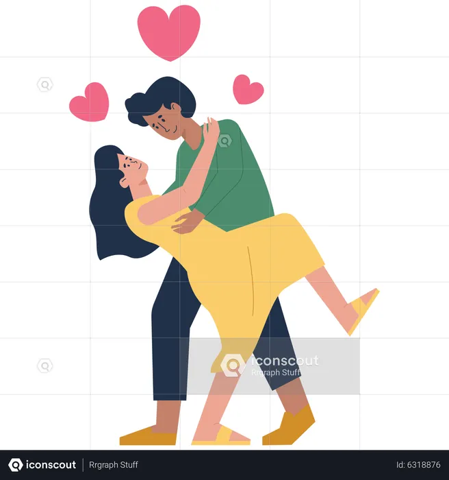 Valentine Couple Dancing Love  Illustration