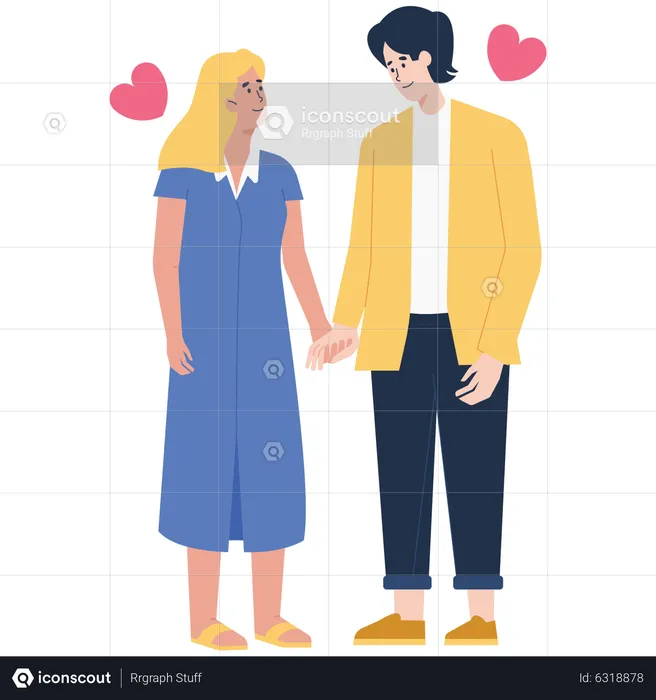 Valentine Couple Holding Hand  Illustration