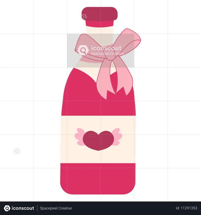 Valentine Wine Bottle  Illustration