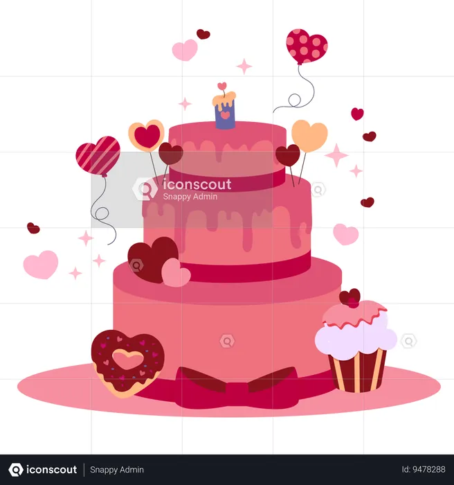 Valentines Cake  Illustration