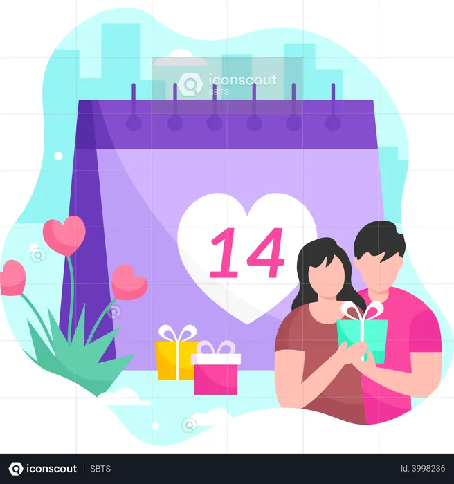 Valentines day calendar  Illustration