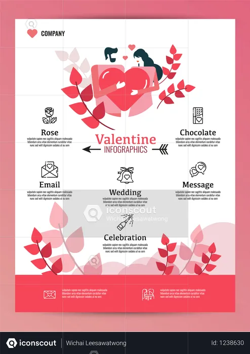 Valentine's day infographics and poster template  Illustration