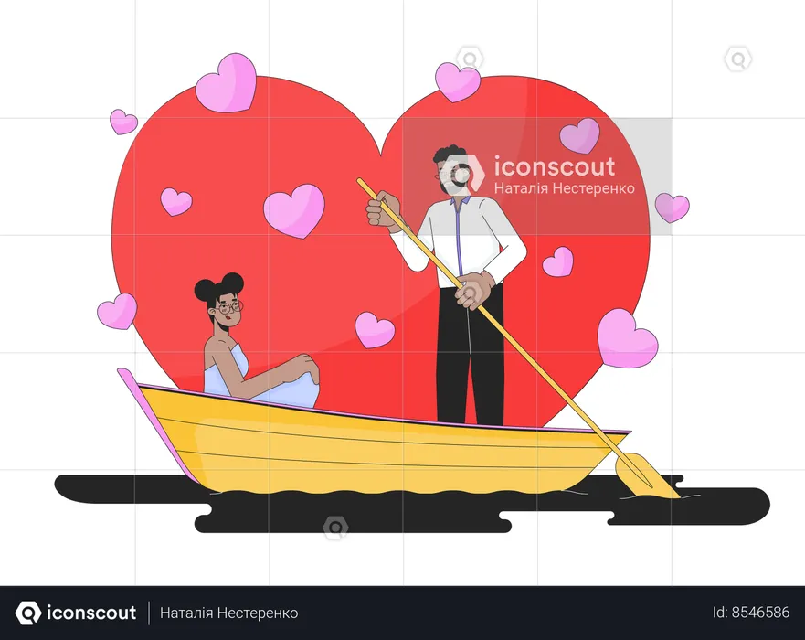 Valentines day on water  Illustration