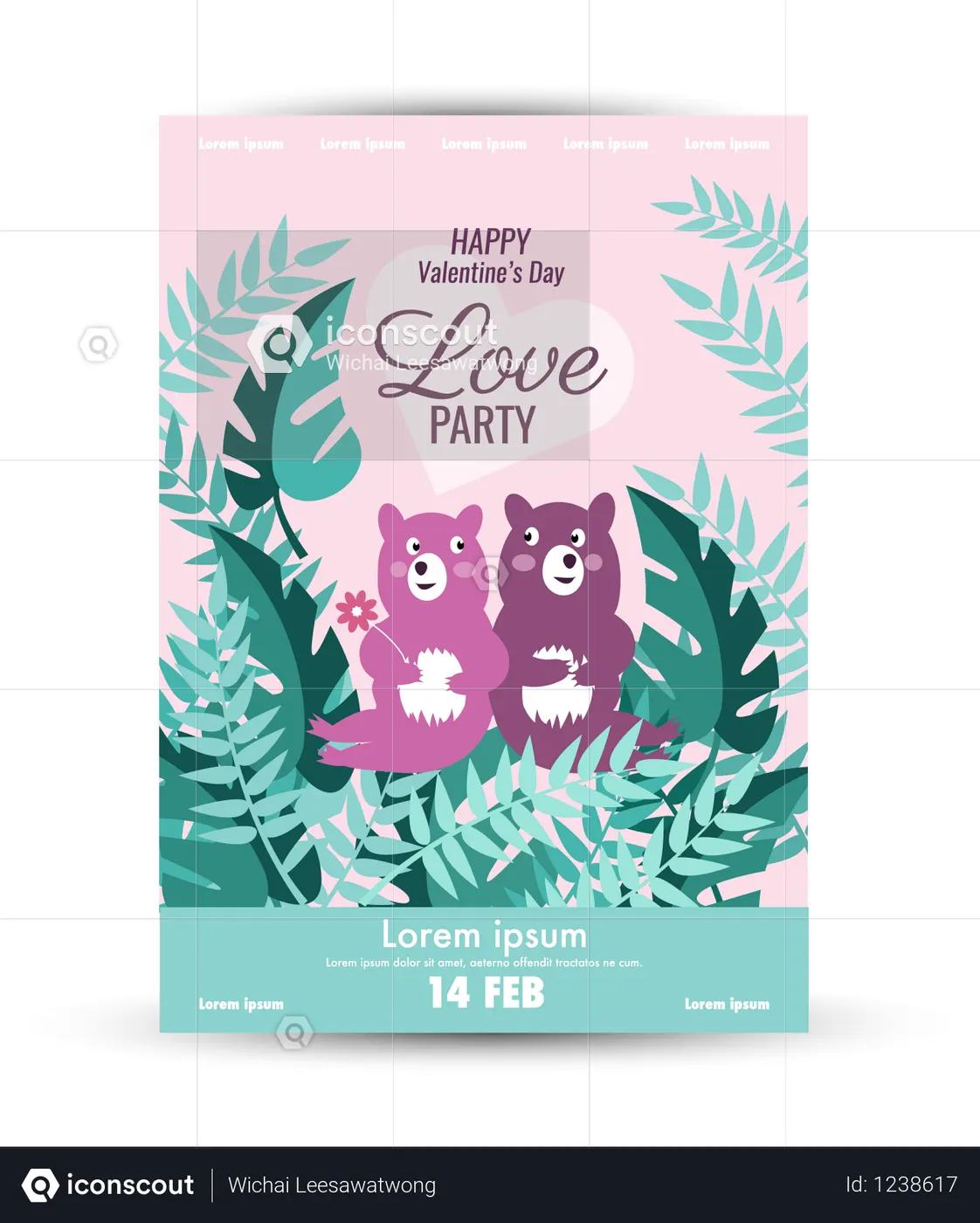 Best Valentine's Day poster template Illustration download in PNG