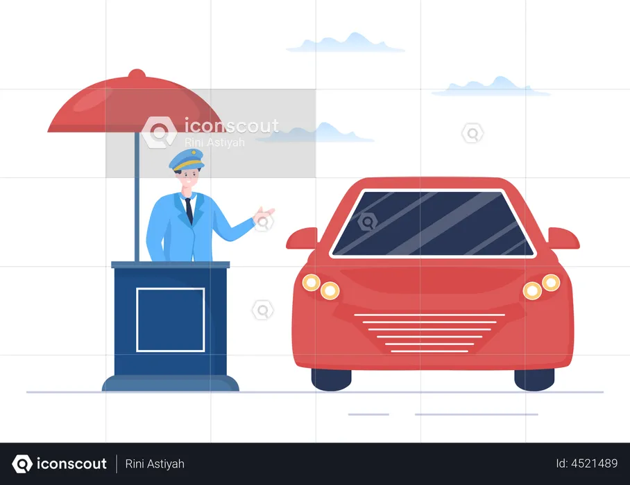 Valet Parking Car Illustration  Illustration