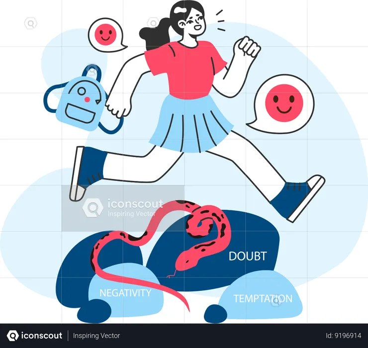 Valiente resiliencia de una colegiala frente a la negatividad  Ilustración
