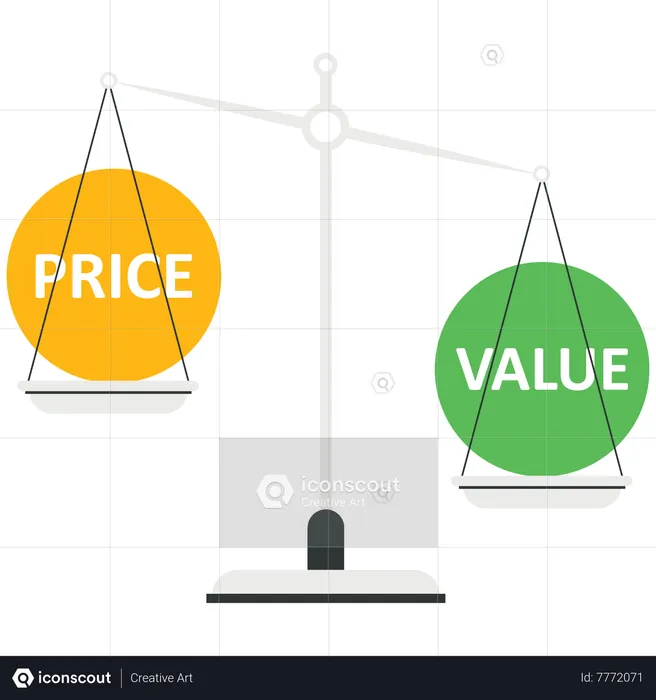 Value and Price balance on scale  Illustration