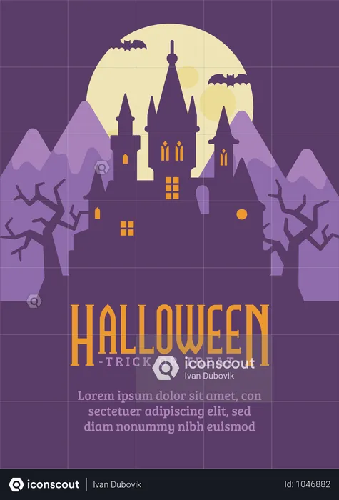 Vampire Castle Halloween Flyer  Illustration