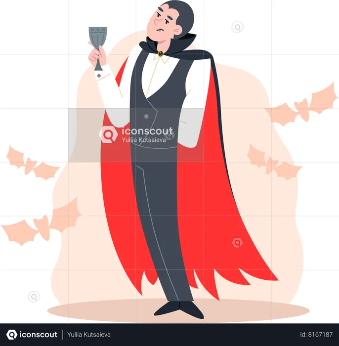 Vampire holding glass  Illustration