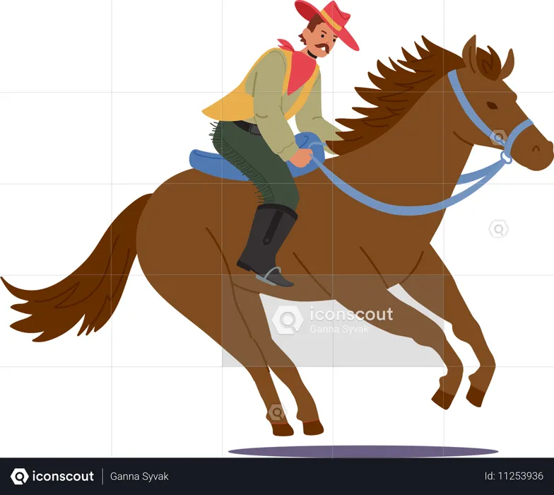 Vaquero montando a caballo  Ilustración