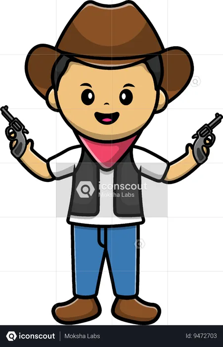 Vaquero sosteniendo arma  Ilustración