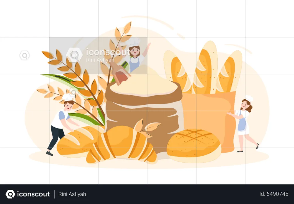 Various Breads And Grain  Illustration