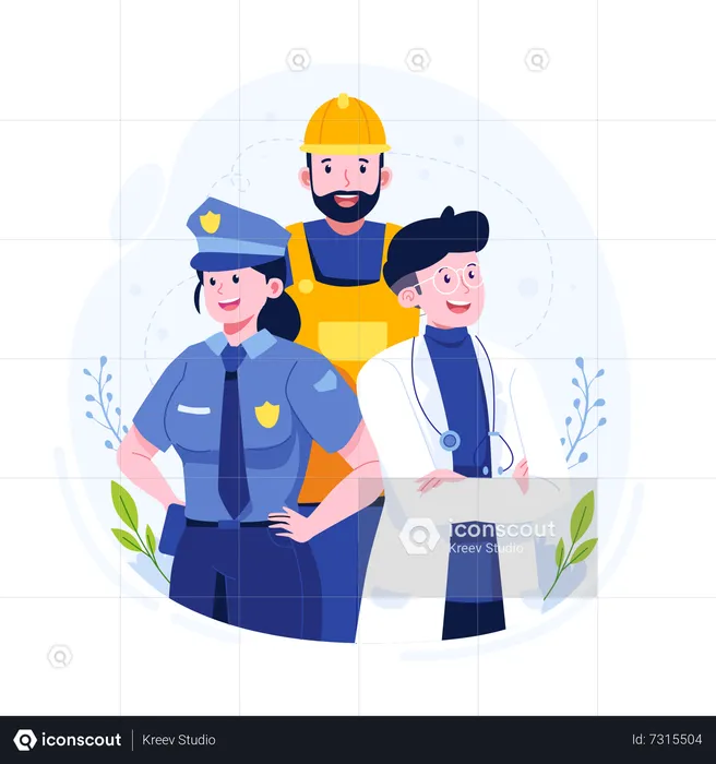 Various professions celebrate labor day  Illustration