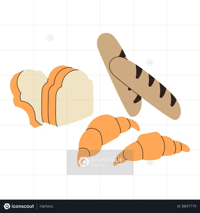 Various types of bread  Illustration
