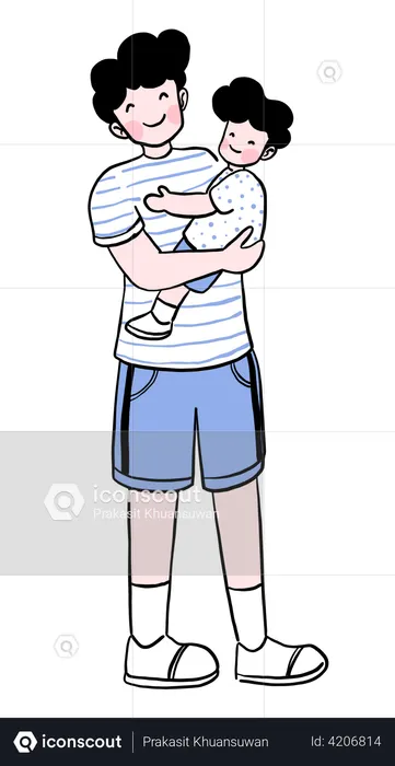 Vater hält Sohn  Illustration