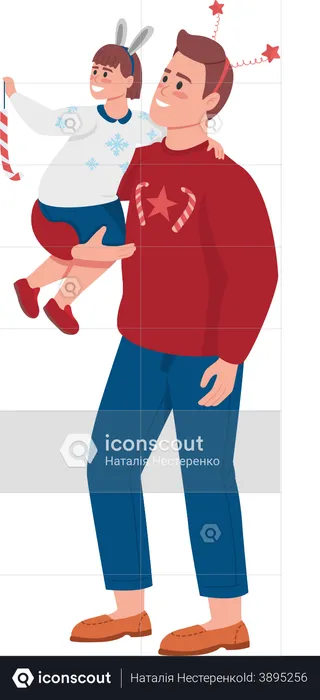 Vater mit Tochter  Illustration