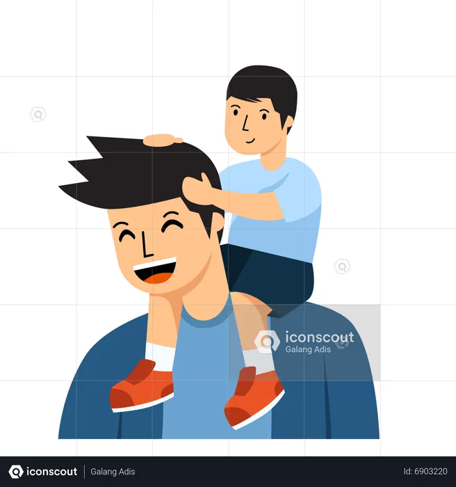 Vater Schulterritt  Illustration