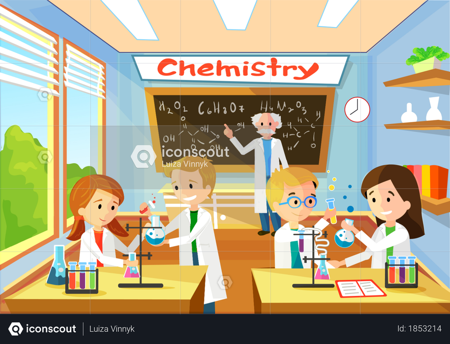 Best Premium Vector Cartoon Background With Chemistry Classroom, and