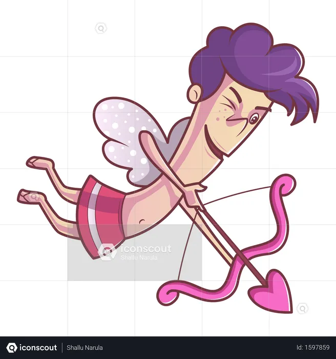 Vector cartoon illustration of cute boy flying with wings  Illustration