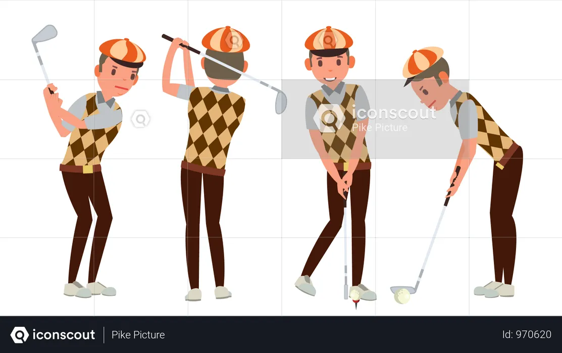 Vector de jugador de golf clásico  Ilustración