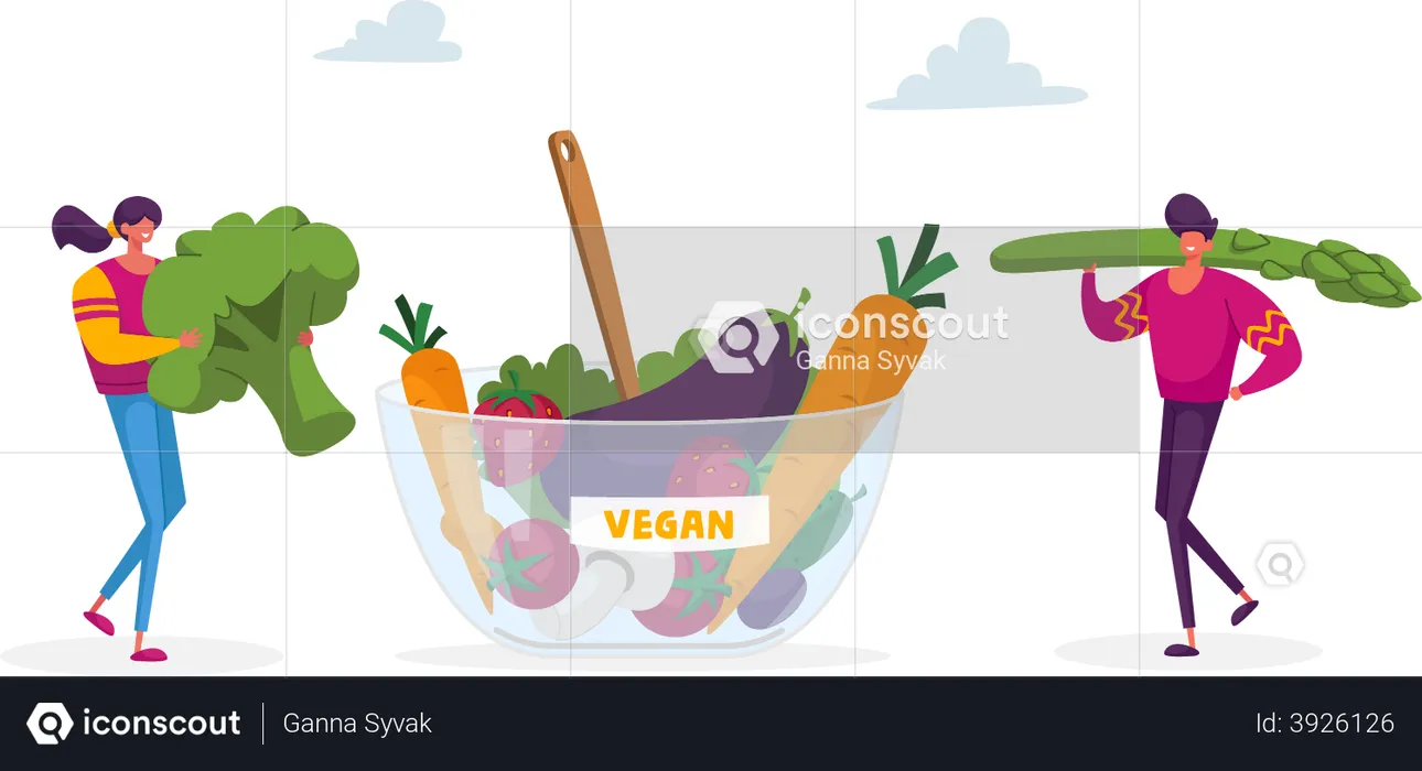 Vegan meal for healthy lifestyle  Illustration