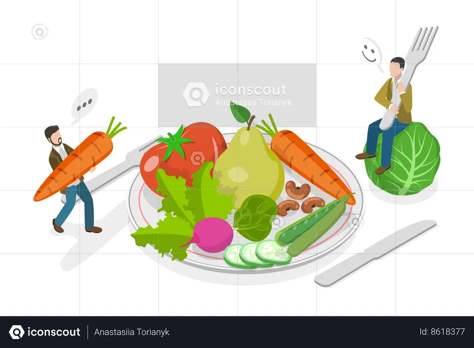 Veganism And Plant Based Diets  Illustration