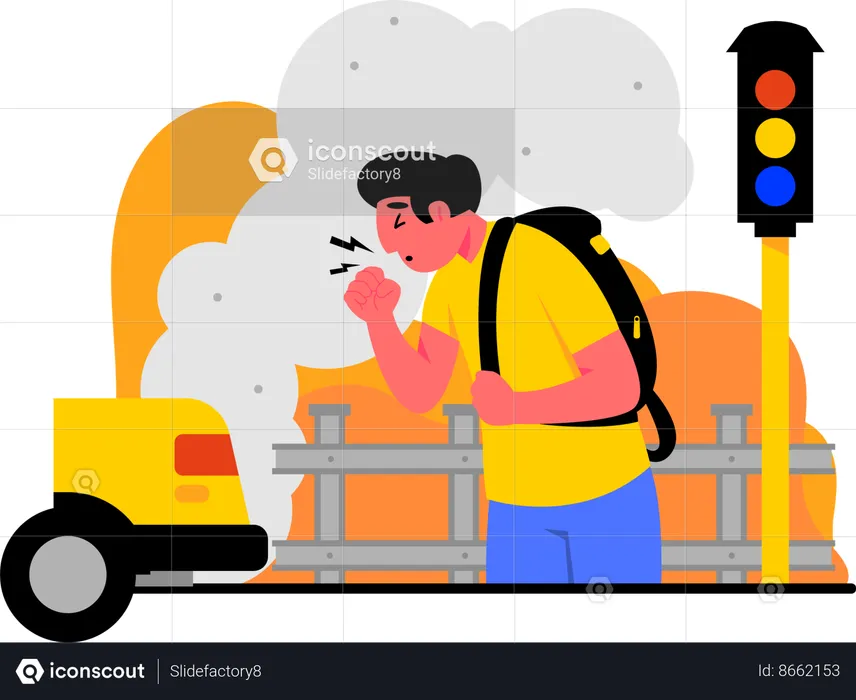 Vehicles smoke causing air pollution  Illustration