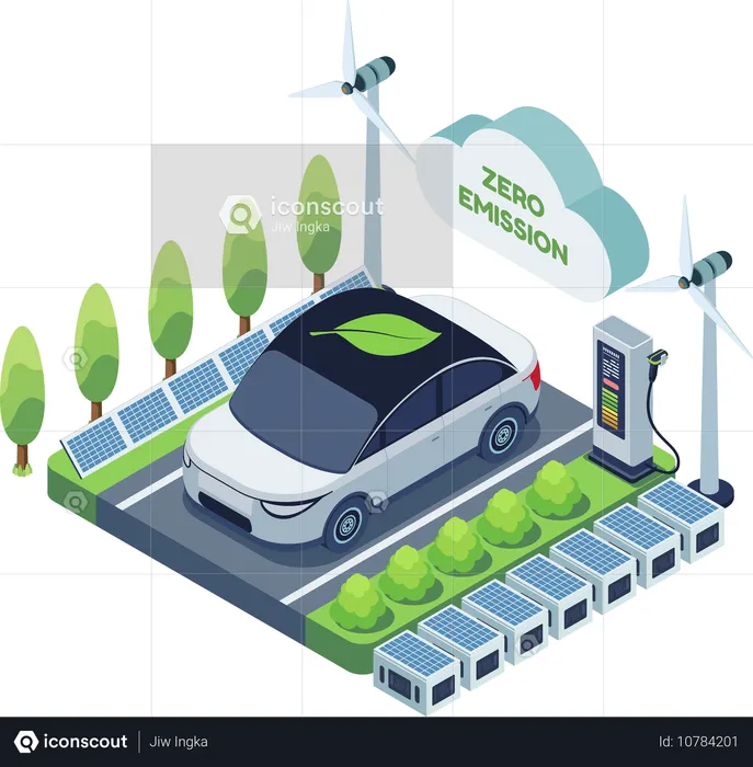 Véhicule électrique favorisant les émissions zéro  Illustration