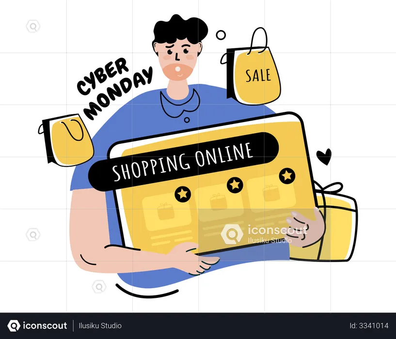 Promoção de compras na Cyber Monday  Ilustração