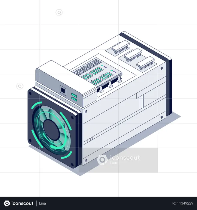 Ventilador giratorio de asic  Ilustración