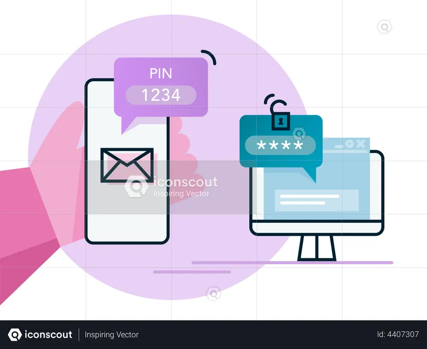Verification code message  Illustration