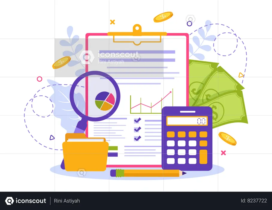 Verify financial data report  Illustration