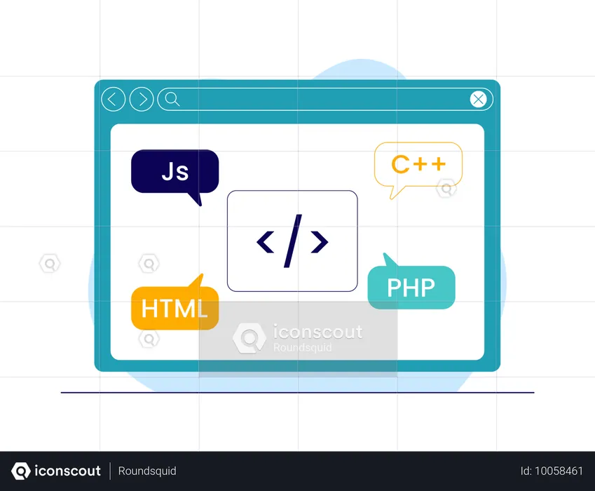 Verschiedene Programmiersprachen für die Website-Entwicklung  Illustration