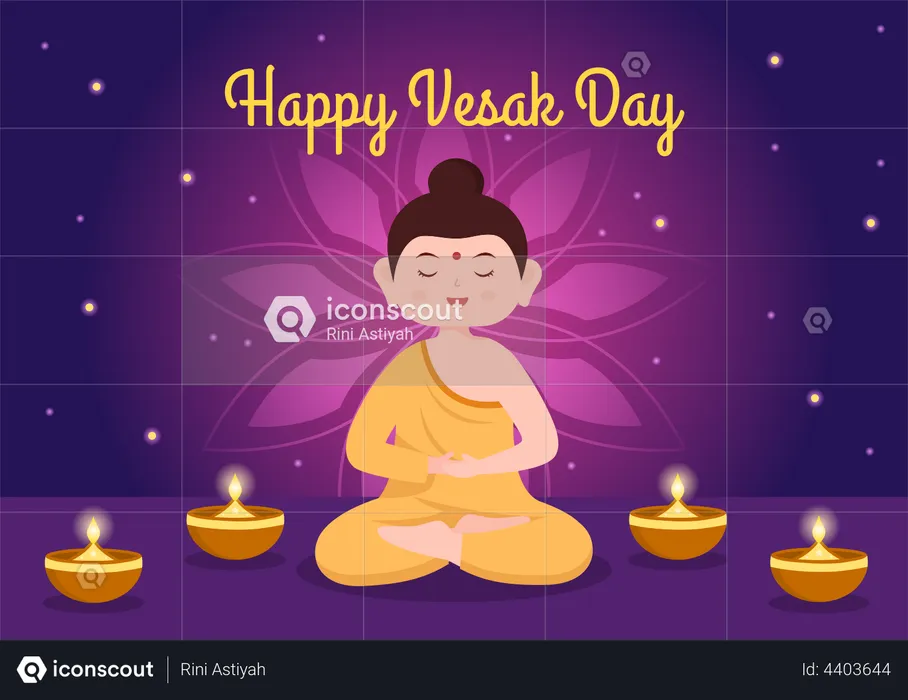 Célébration du jour du vesak  Illustration