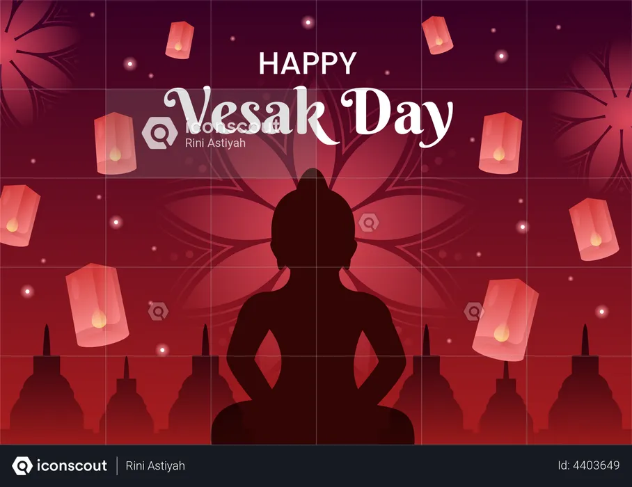 Vesak Day Celebration  Illustration