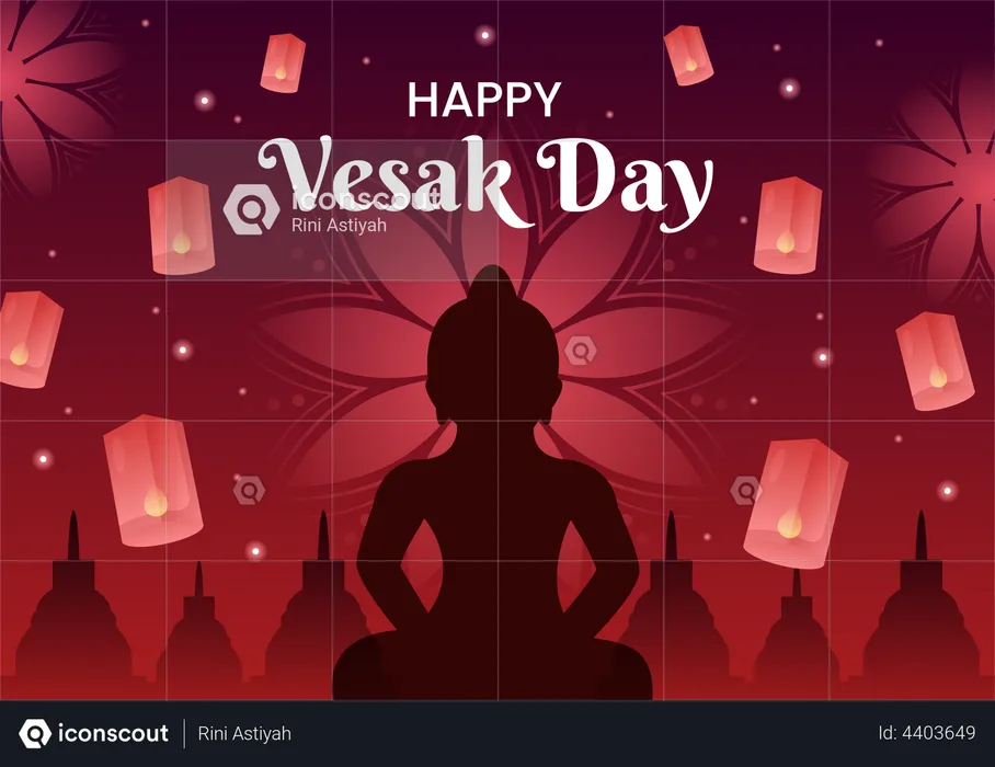 Célébration du jour du vesak  Illustration