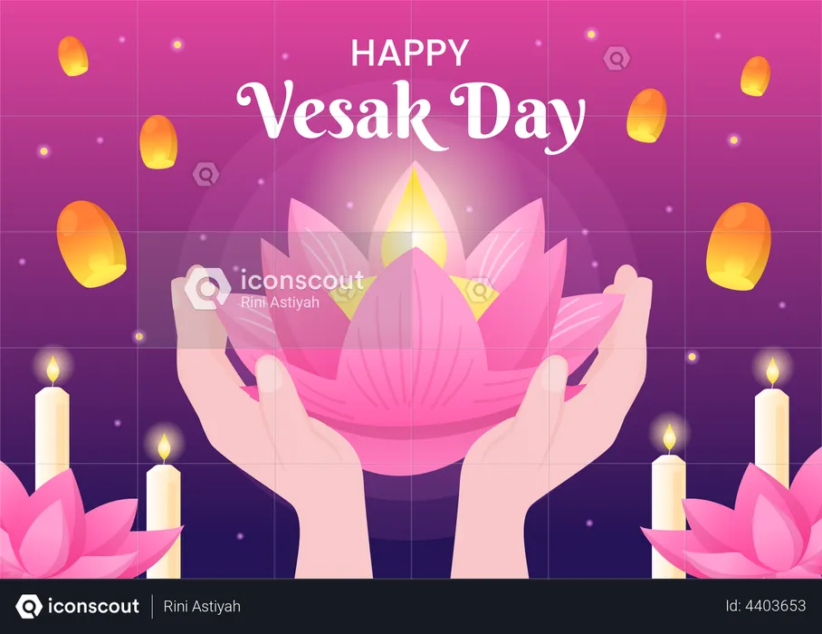 Vesak Day Celebration  Illustration