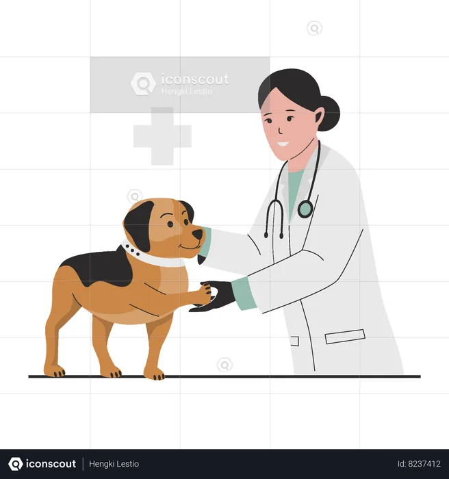 Veterinarian Doctor checking dog  Illustration